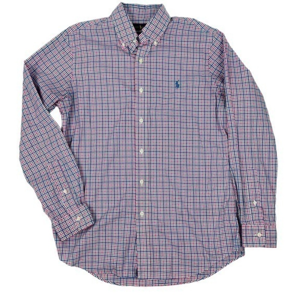 Ralph Lauren Long Sleeve Men Shirt | Size Medium | Pink Blue